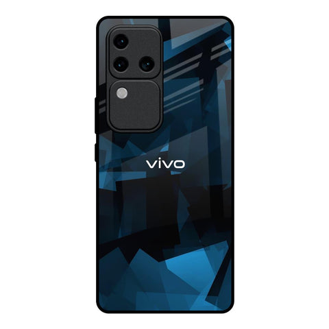 Polygonal Blue Box Glossy Case For Vivo V30 Pro 5G