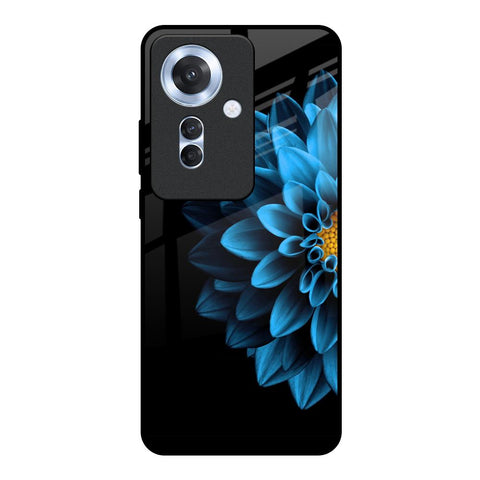 Half Blue Flower Glossy Case for Oppo F25 Pro 5G