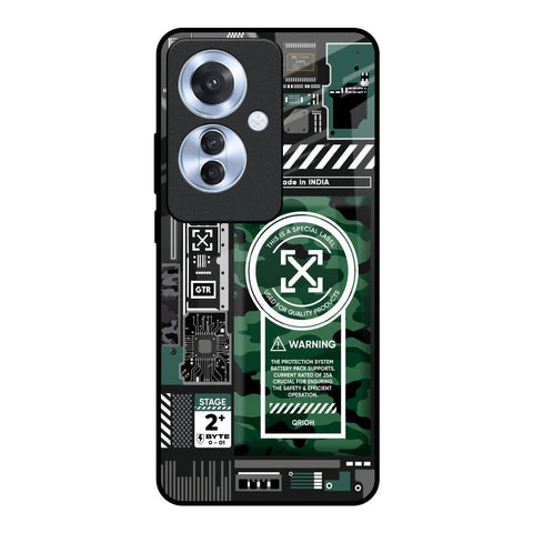 Green Camo Circuit Glossy Case for Oppo F25 Pro 5G