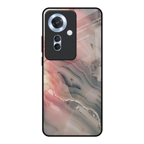 Pink And Grey Marble Glossy Case For Oppo F25 Pro 5G