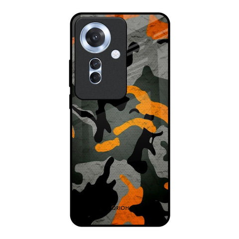 Camouflage Orange Glossy Case For Oppo F25 Pro 5G
