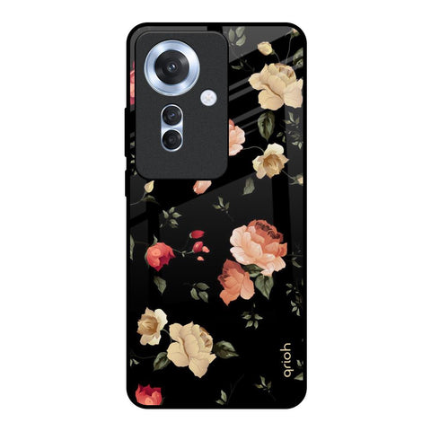 Black Spring Floral Glossy Case for Oppo F25 Pro 5G
