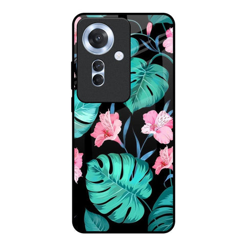 Tropical Leaves & Pink Flowers Glossy Case for Oppo F25 Pro 5G