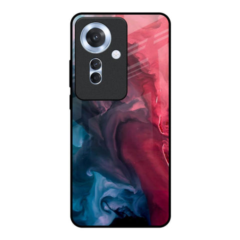 Blue & Red Smoke Glossy Case for Oppo F25 Pro 5G