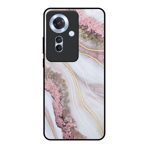 Pink & Gold Gllitter Marble Glossy Case for Oppo F25 Pro 5G