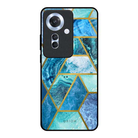 Turquoise Geometrical Marble Glossy Case for Oppo F25 Pro 5G