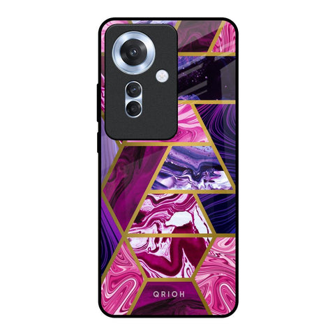 Electroplated Geometric Marble Glossy Case for Oppo F25 Pro 5G