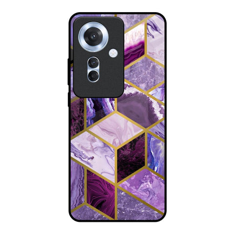 Purple Rhombus Marble Glossy Case for Oppo F25 Pro 5G