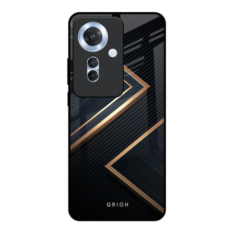 Sleek Golden & Navy Glossy Case for Oppo F25 Pro 5G
