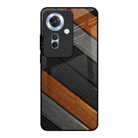 Tri Color Wood Glossy Case for Oppo F25 Pro 5G