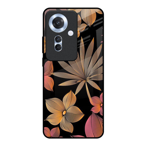 Lines Pattern Flowers Glossy Case for Oppo F25 Pro 5G