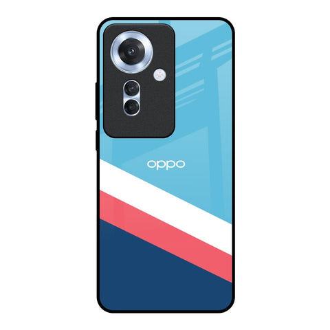 Pink & White Stripes Glossy Case For Oppo F25 Pro 5G