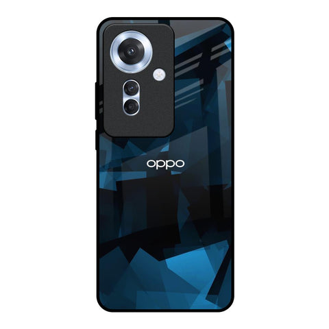 Polygonal Blue Box Glossy Case For Oppo F25 Pro 5G