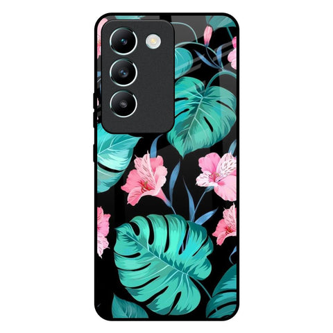 Tropical Leaves & Pink Flowers Glossy Case for Vivo T3 5G