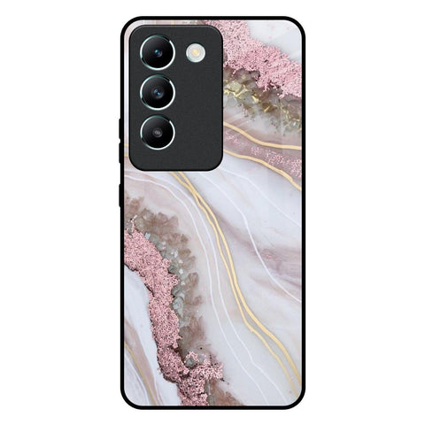 Pink & Gold Gllitter Marble Glossy Case for Vivo T3 5G