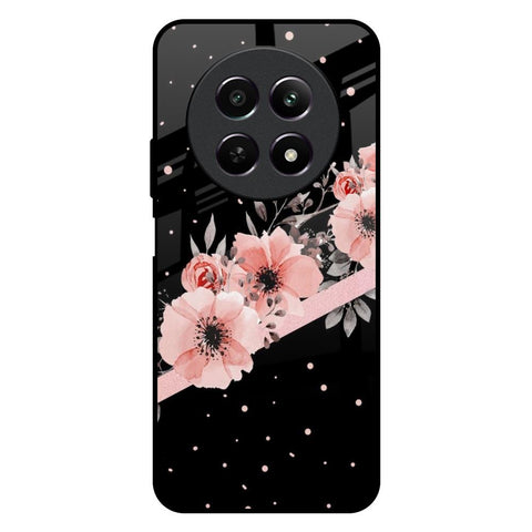 Floral Black Band Glossy Case For Realme 12 5G