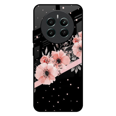 Floral Black Band Glossy Case For Realme 12 Plus 5G