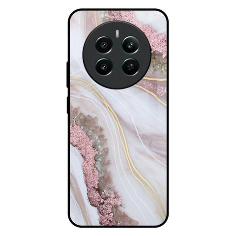 Pink & Gold Gllitter Marble Glossy Case for Realme 12 Plus 5G