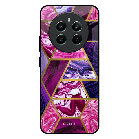 Electroplated Geometric Marble Glossy Case for Realme 12 Plus 5G