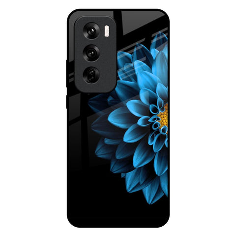 Half Blue Flower Glossy Case for Oppo Reno 12 Pro 5G