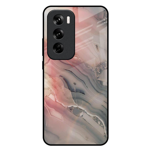 Pink And Grey Marble Glossy Case For Oppo Reno 12 Pro 5G
