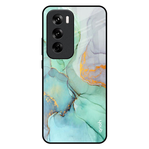 Green Marble Glossy Case for Oppo Reno 12 Pro 5G