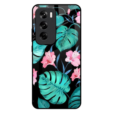 Tropical Leaves & Pink Flowers Glossy Case for Oppo Reno 12 Pro 5G