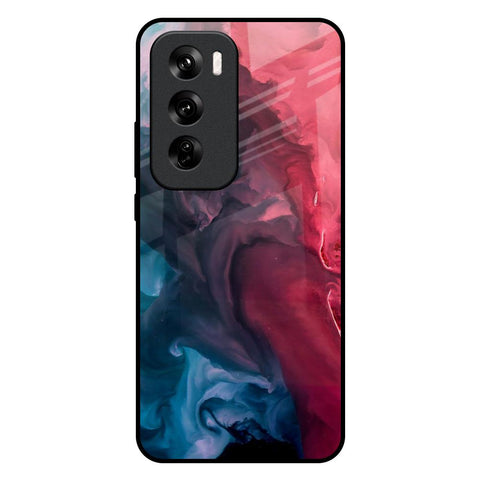 Blue & Red Smoke Glossy Case for Oppo Reno 12 Pro 5G