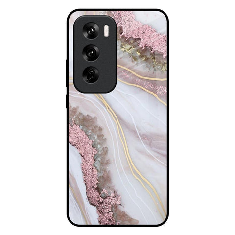 Pink & Gold Gllitter Marble Glossy Case for Oppo Reno 12 Pro 5G
