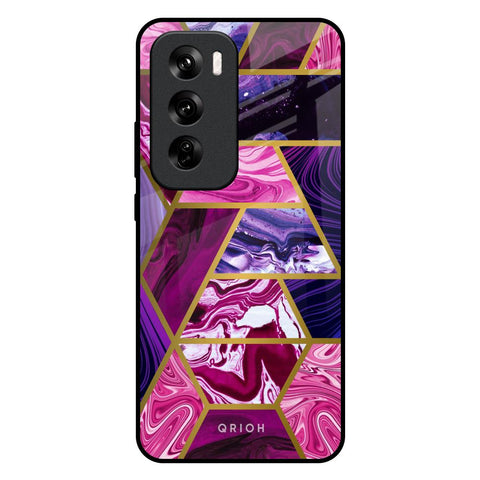 Electroplated Geometric Marble Glossy Case for Oppo Reno 12 Pro 5G
