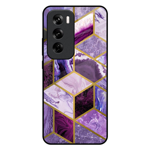 Purple Rhombus Marble Glossy Case for Oppo Reno 12 Pro 5G