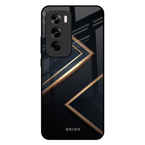 Sleek Golden & Navy Glossy Case for Oppo Reno 12 Pro 5G