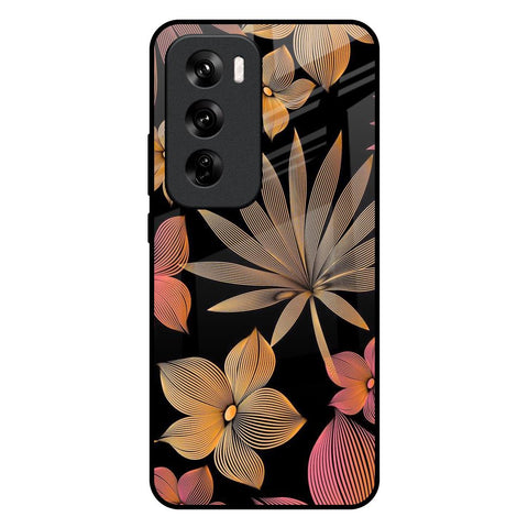 Lines Pattern Flowers Glossy Case for Oppo Reno 12 Pro 5G