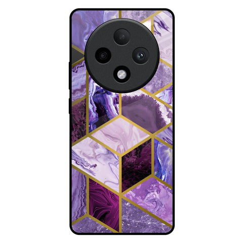Purple Rhombus Marble Glossy Case for Oppo F27 Pro Plus