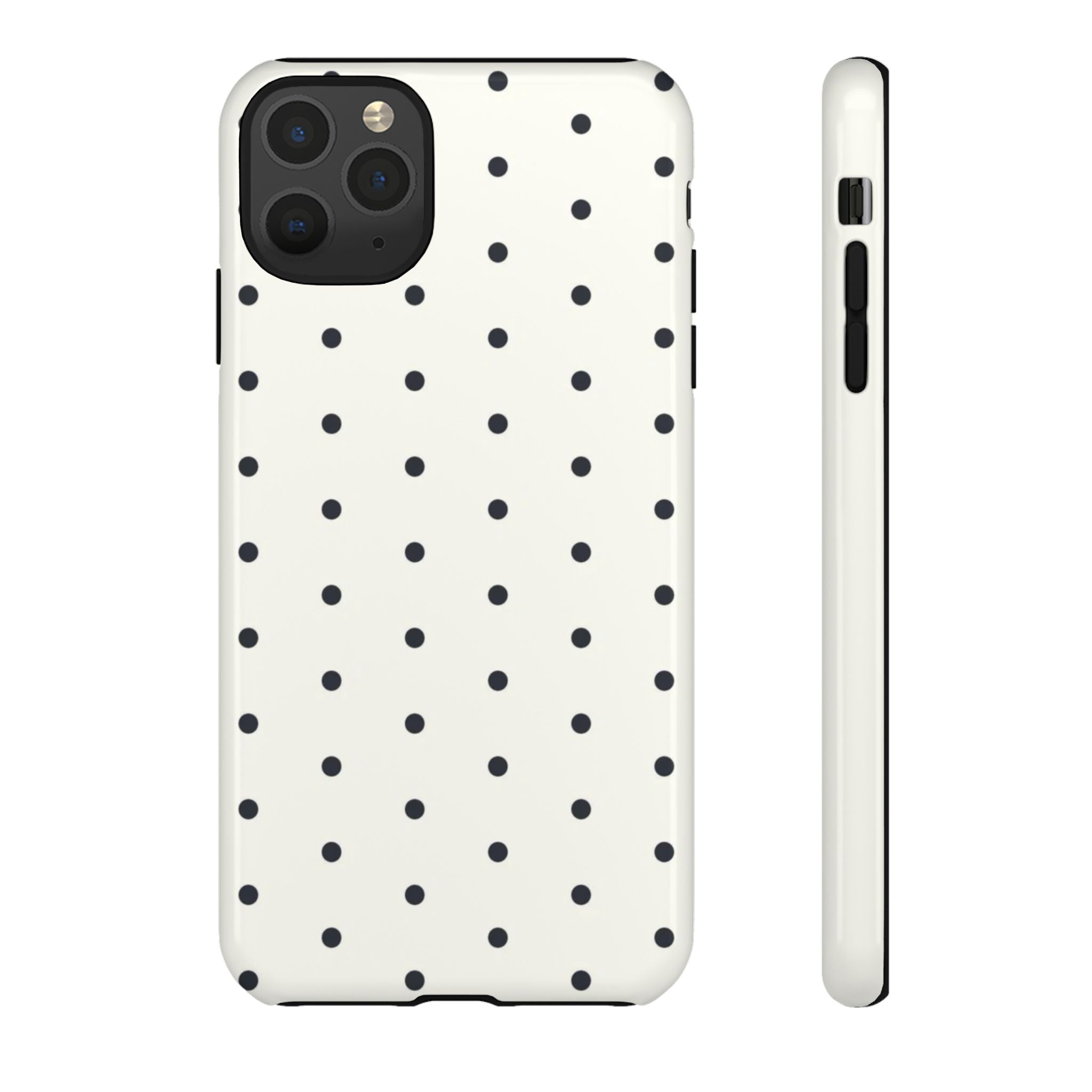 White Polka Dots Tough Case  Available For All iPhone Models