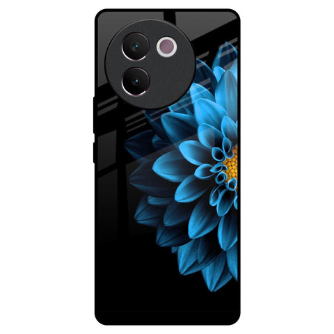 Half Blue Flower Glossy Case for Vivo V30e