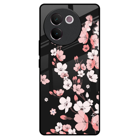 Black Cherry Blossom Glossy Case for Vivo V30e