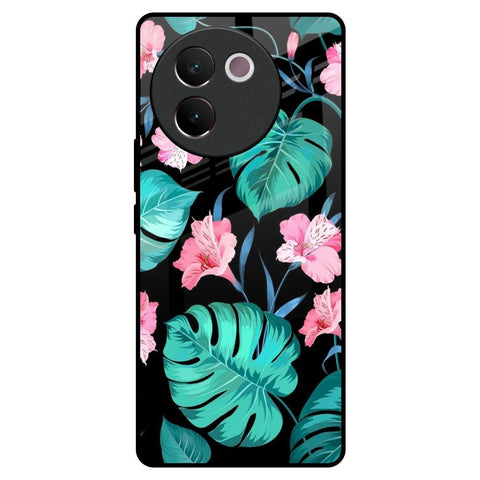 Tropical Leaves & Pink Flowers Glossy Case for Vivo V30e