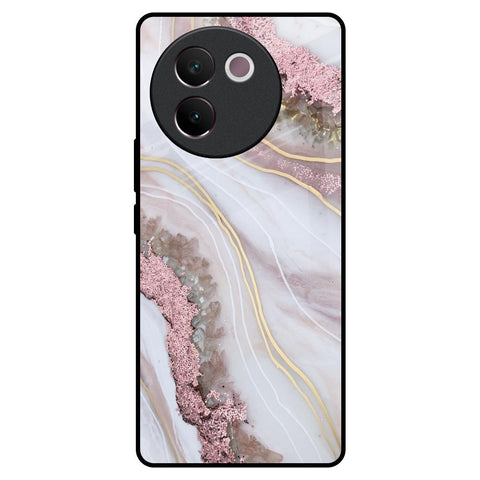 Pink & Gold Gllitter Marble Glossy Case for Vivo V30e