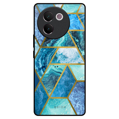 Turquoise Geometrical Marble Glossy Case for Vivo V30e