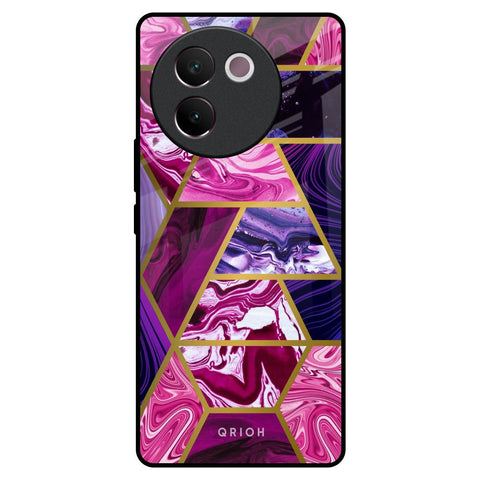 Electroplated Geometric Marble Glossy Case for Vivo V30e