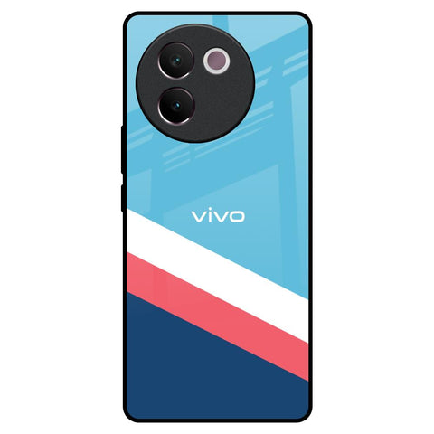 Pink & White Stripes Glossy Case For Vivo V30e