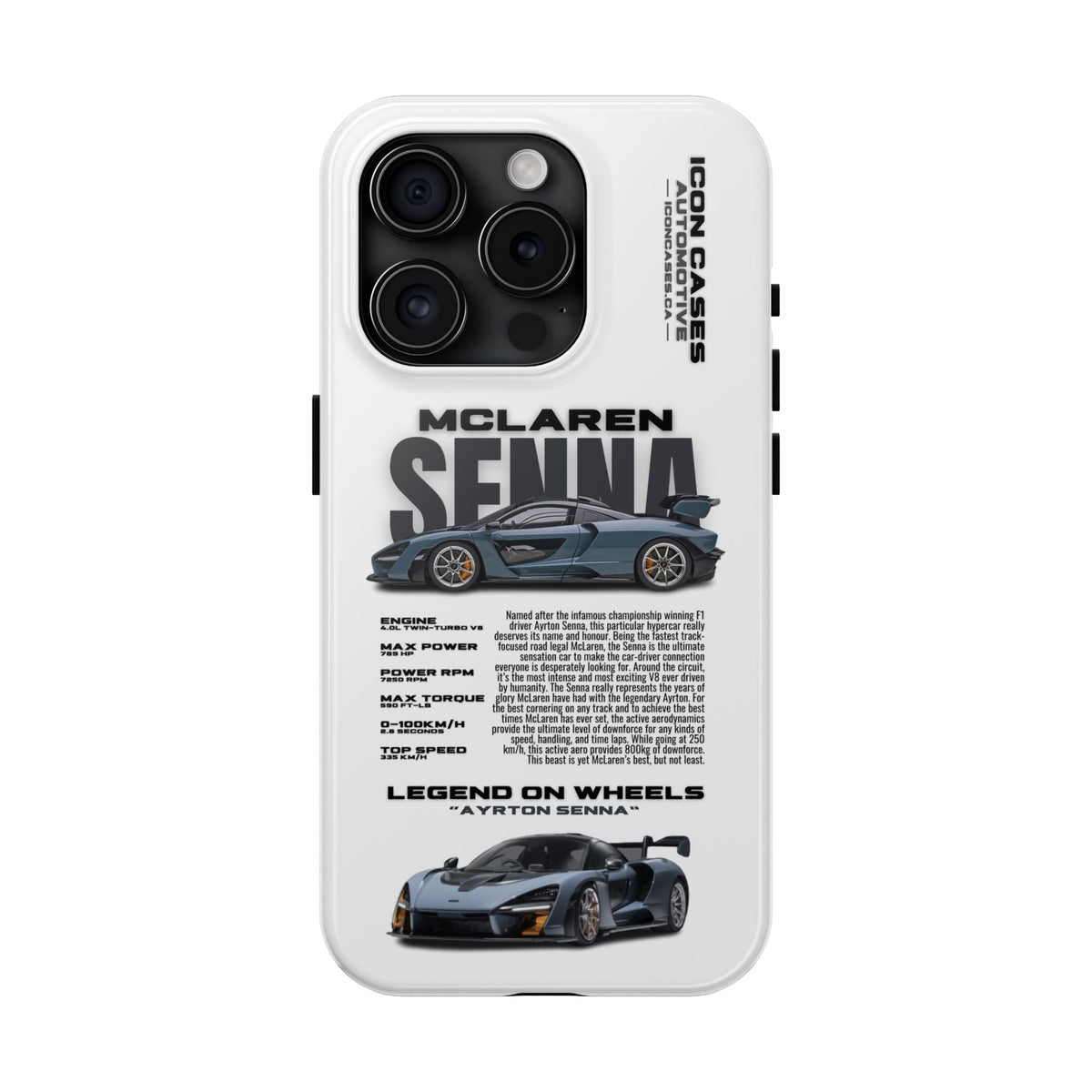 McLaren Senna White Premium Tough Shining Phone Case (Double Layer) Available For All iPhone Models
