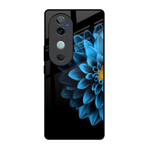 Half Blue Flower Glossy Case for Vivo V40 5G