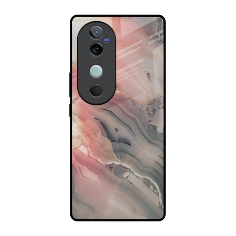 Pink And Grey Marble Glossy Case For Vivo V40 5G