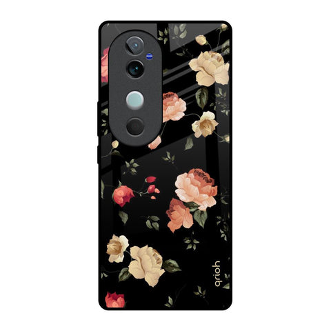 Black Spring Floral Glossy Case for Vivo V40 5G