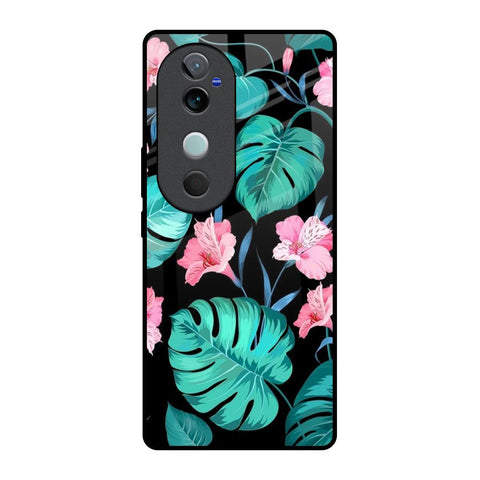 Tropical Leaves & Pink Flowers Glossy Case for Vivo V40 5G