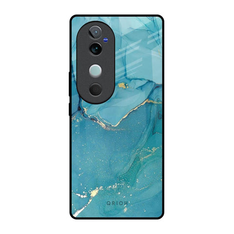 Blue Golden Glitter Glossy Case for Vivo V40 5G