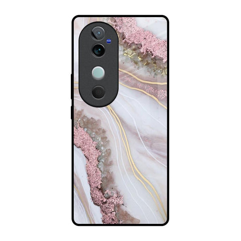 Pink & Gold Gllitter Marble Glossy Case for Vivo V40 5G