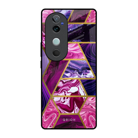 Electroplated Geometric Marble Glossy Case for Vivo V40 5G